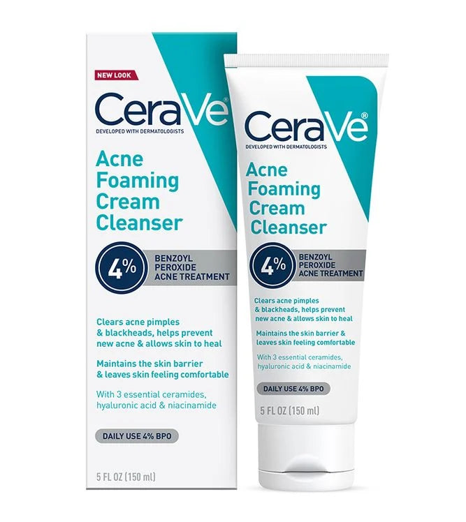 Cerave - Acne Foaming Cream Cleanser 4% Benzoyl Peroxide - Ministry of Skin